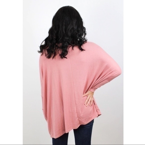 Oversized Long Sleeve Round Neck Top - Rose - Picture 4 of 4